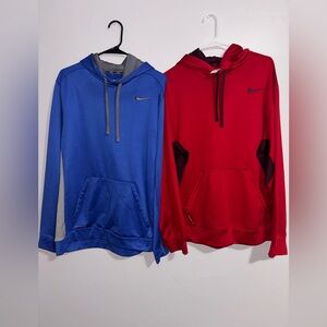 Nike Bundle 2 Lot Therma-FIT Hoodie Men’s XL Red Blue Two Tone Winter Pullover